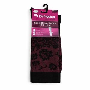 Dr. Motion Everyday Compression Knee High Socks Size 9-11 Burgundy Floral